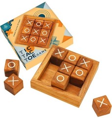 Brand New Wooden Tic Tac Toe Game Travel Size XO Board