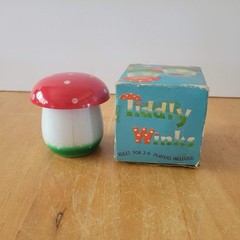 Dan Dee Tiddly Winks Plastic Red Mushroom Game Box Instructions 1969 Hong Kong