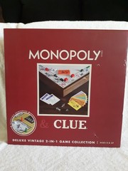 MONOPOLY and Clue Deluxe Vintage 2 in 1 Wood Game Collection Set