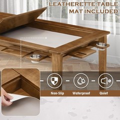 63″ ×39“ Board Game Table W/ Removable Top Solid Wood Dining/Gaming Table
