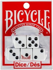5 Count D6 Dice Set – Classic White & Black for Family Game Nights