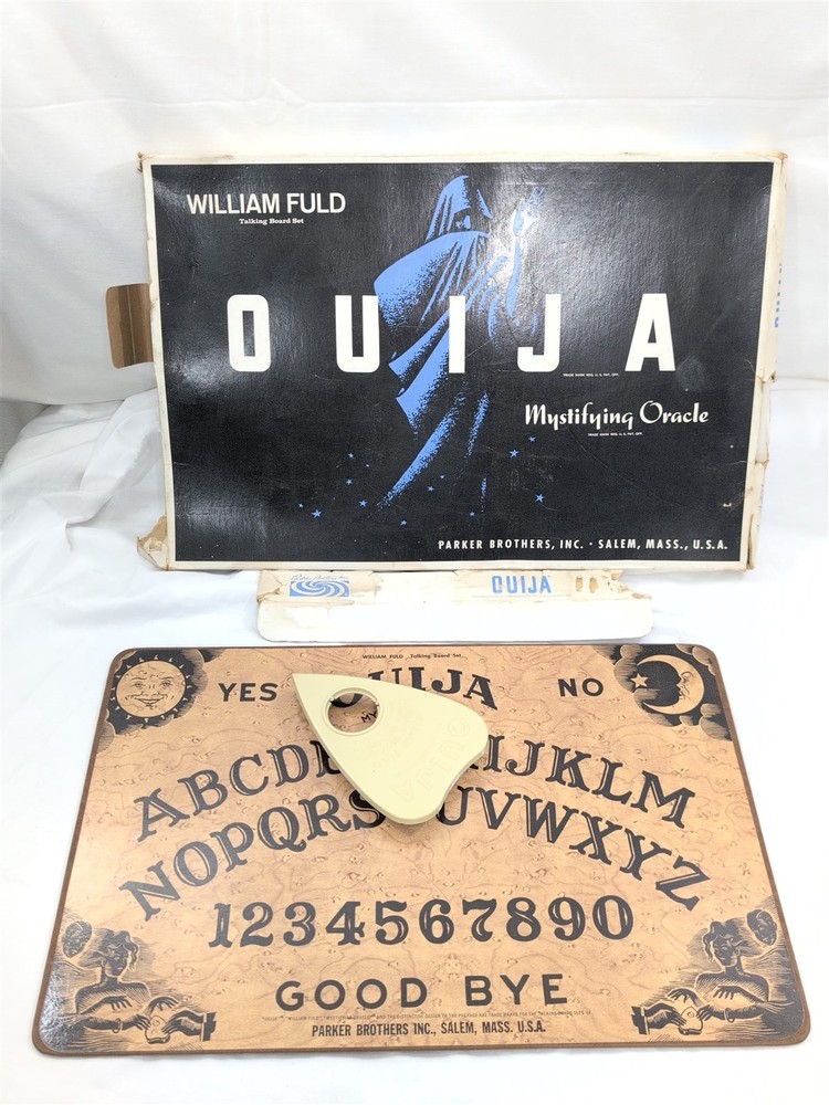 NO ROUND INSERT!! William Fuld MYSTIFYING ORACLE Original Ouija Board&Planchette