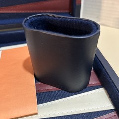 Vintage BACKGAMMON Travel Game Set Navy Blue Faux Leather Folding Case Compact