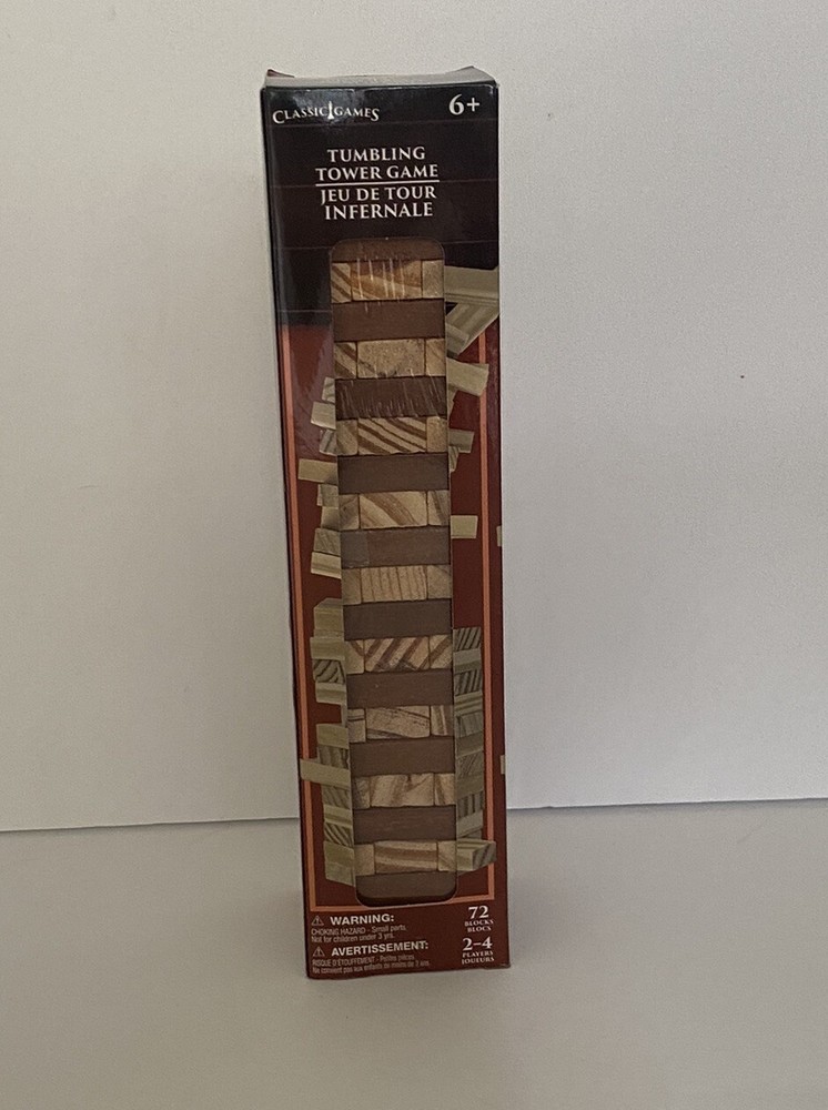 Tumbling Tower Game 72pc Wooden Stacking Blocks Classic Games Factory Sealed