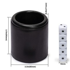 Yellow Mountain Imports Premium Padded Leatherette Dice Cup with 5 (14mm)