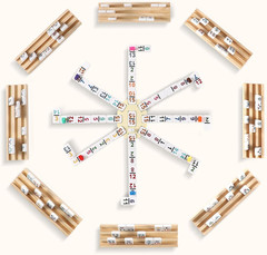 Mexican Train Dominoes Set with Numbers and 8 Wooden Trays/Racks, Double 15 Domi