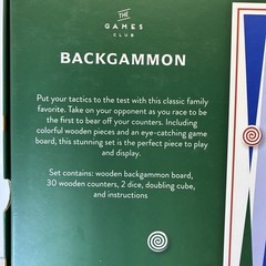 The Games Club Backgammon Wooden Game Set New in Box Professor Puzzle 8 + years