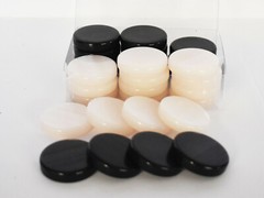 30 Acrylic Backgammon Checkers – Chips Black & White 1.4 inches – High Quality