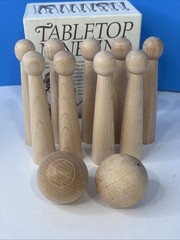 Vtg Colonial Williamsburg Tabletop Ninepins Cooperman Solid Wood Wooden Game