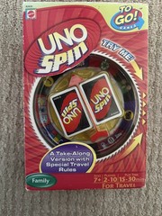 UNO Spin To Go! Card Game Mattel 2009 Travel Game Open Box