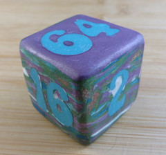 Jena’s Handmade Backgammon Doubling Cube Unique OAK Purple Blue Green #403