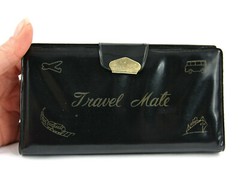 Vintage Travel Mate Games Checkers Chess Dice Cards Set Mini Compact Wallet
