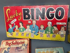 Huge Vintage lot 1930’s & 40s Board Card Games & Toys & Blocks Bingo Anagrams