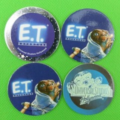 Lot of 4 Pogs Back E.T. Adventure Universal Studios 1994 World POG Federation