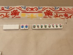 Mah Jong Complete Set w/ Racks, pink sparkle Tiles & 2 Dice (no bag)