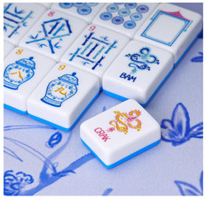 Light Blue American Mahjong Tile Set(1.2″), 160 Engraved Tiles with Mahjong Tile