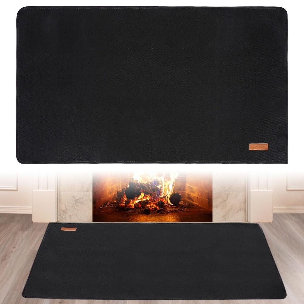 Fireplace Rugs Fire Resistant – 28 X 48 X 0.04 Inch 2’4″ x 4′ (Square), Black