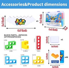 48PCS Stack Game for Adult & Kids, Tetra Board Tower Games for Family Travel….