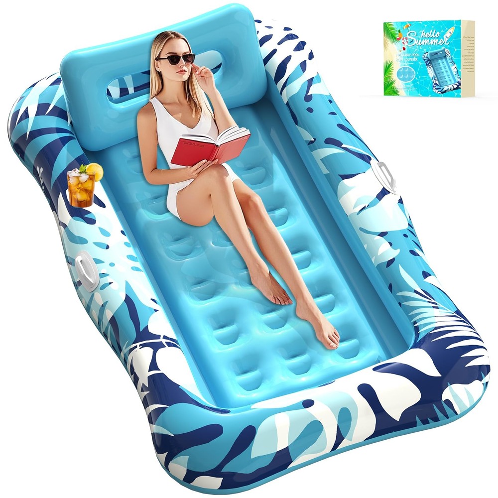Nenrsl 76×48 XL Inflatable Pool Float Lounger Tanning Mattress with Pillow