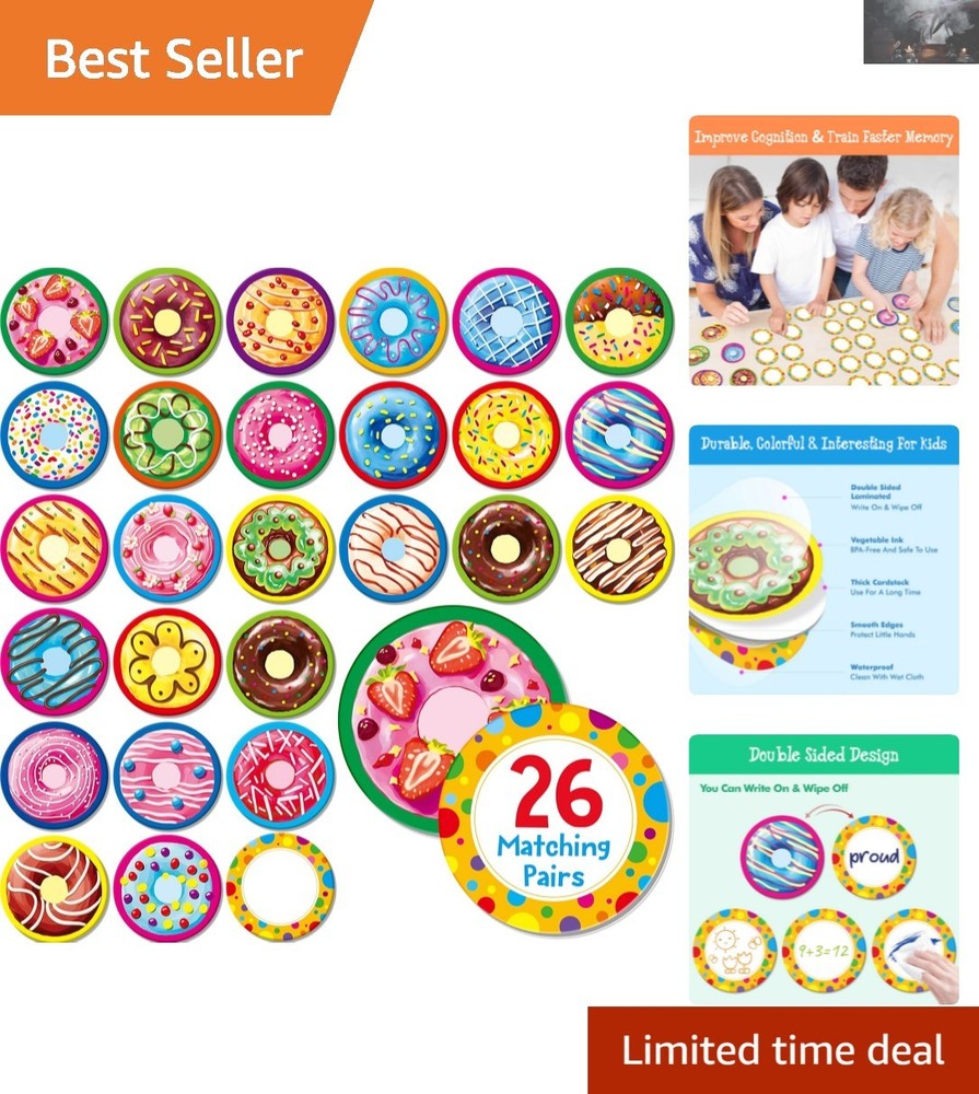 Interactive 52-Card Donut Matching Game for Ages 4-6, Perfect Group Activity