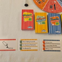 Family Charades in-a-box Category cards themes range from 4 years-14 years plus