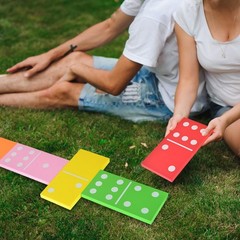 DLUGOPIS 28 Pieces Giant Lawn Dominoes Large Colorful 3.5 x 7 x 0.5 inches