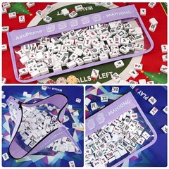AzulHome PVC Mahjong Tiles Bag with 2 Mahjong Line Finders, Light Purple, 21″x9″