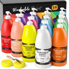Nicpro 14 Colors Washable Acrylic Paint Set – 33.8 oz Bulk Supply