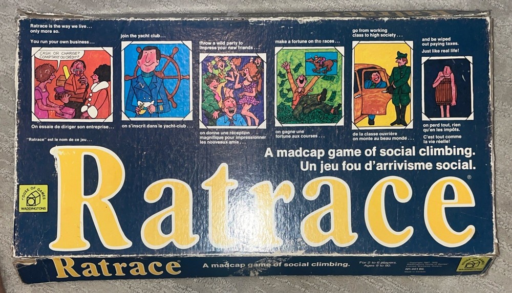 Vintage Ratrace Board Game 1970 Waddingtons House of Games-No Instructions