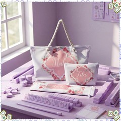 Sunnymove Empty Mahjong Bags Set for Tiles and 24.0 x 13.0 x 4.7 inches, Pink