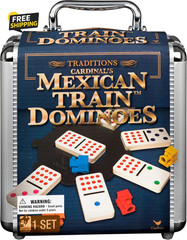 Spin Master Games, Mexican Train Dominoes Set in Aluminum Carry Case