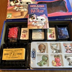 2007 Hasbro Littlest Pet Shop Edition Monopoly Board Game 6 Pets COMPLETE Nice!