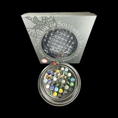 Solitaire Di Venezia Hand Blown Glass Marbles 38 w/Black Wood Base Board