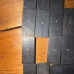 Antique Bone and Ebony Wood Dominos set 26 Dominos, Missing 2/4, 5/6 incomplete
