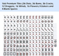 American Mahjong Set with 166 Tiles, Racks, Pusher, Bag, Accessories, and Manual