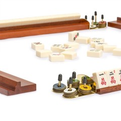 Classic Wooden Mahjong Racks, 18″ – Mahogany Color – Set of 4