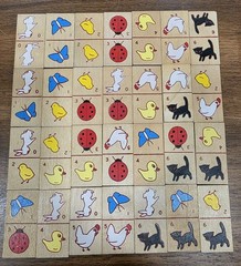 Vintage 1985 Children’s Wooden Animal Dominoes 28 Piece Set In Original Box