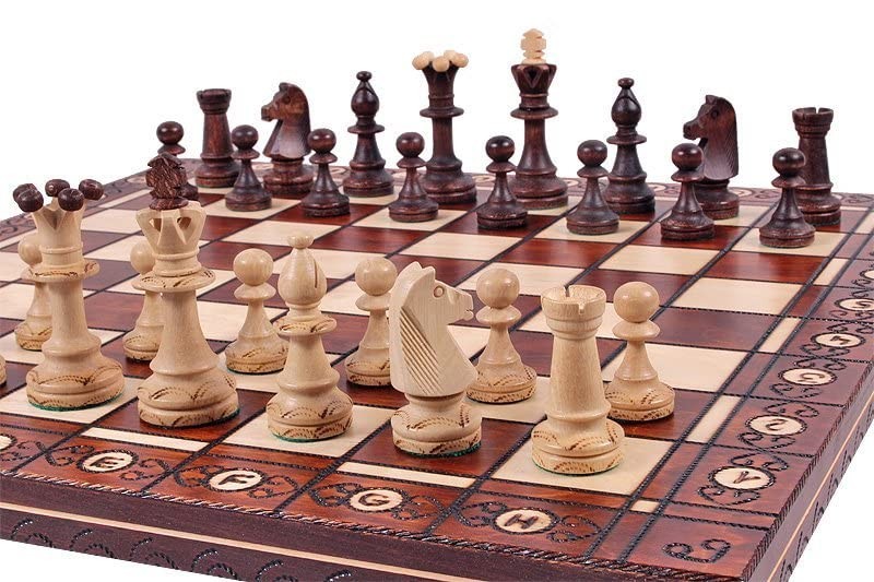 Wooden Chess Set 16″ Board Handcrafted Pieces – Great Gift for Beginners