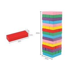 48pcs Wooden Stacking Blocks Game Colorful Balancing Toy Set