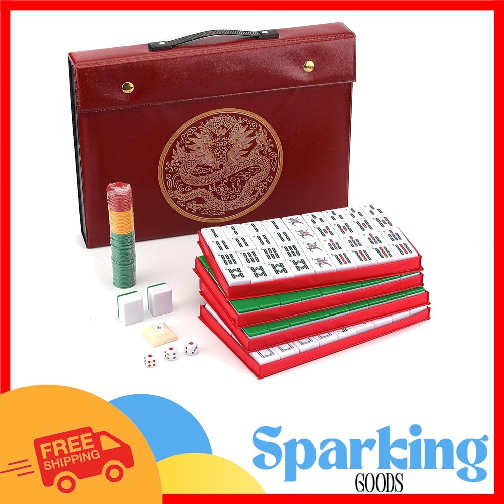 X-Large Chinese Mahjong Set – 146 Melamine Tiles with Travel Case & Manual