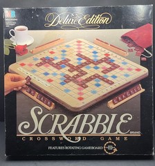 Vintage 1989 Milton Bradley Scrabble Deluxe Edition 4034 Rotating Gameboard
