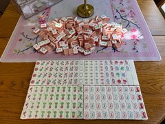 american mahjong tile set new pink pearlescent
