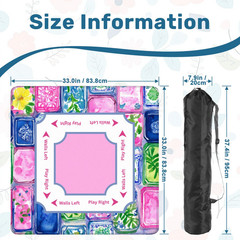 Colorful Mahjong Mat 33″x33″ Pink Floral Non-Slip Game Mat 3mm