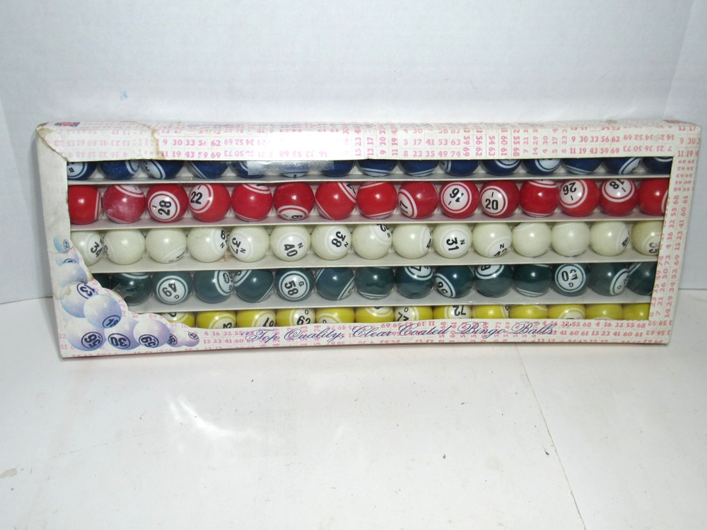 Rare Vintage Hayes Quality Plastic Bingo Balls With Box Complete Multicolor Set