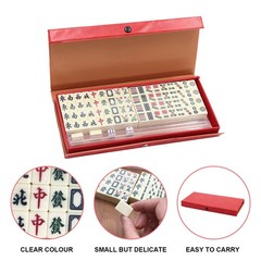 Vintage Chinese Mahjong Set 146 Tiles Traditional Mini Mah-Jong Game w/Case Box