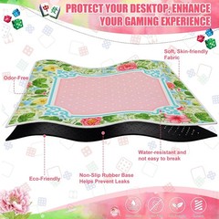 Floral Mahjong Table Covers 31.5″ x 31.5″ with Carrying Mahjong Mat for Table