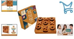 Wooden Tic Tac Toe Game 5.5 Inch Classic Family Fun Desk Decor Gift