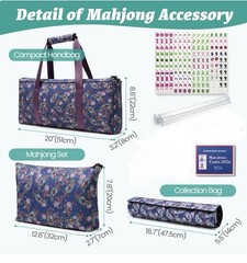 American Mahjong Set 160 Green Tiles Racks Pushers Bag and bonus flower Mat -New