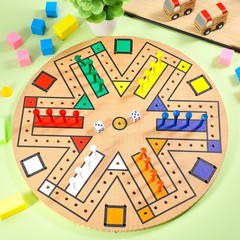 Fast Track Wooden Board Game 3–6 Players 14.2in 24 Pegs 2 Dice Family Game Night