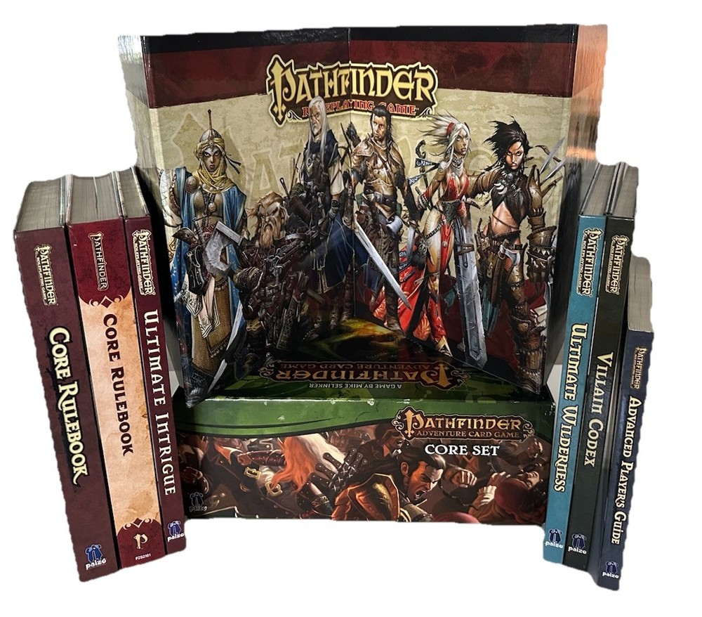 Pathfinder Adventure Card RPG Game Core Set Crimson Expansion 6 Books Screen Lot